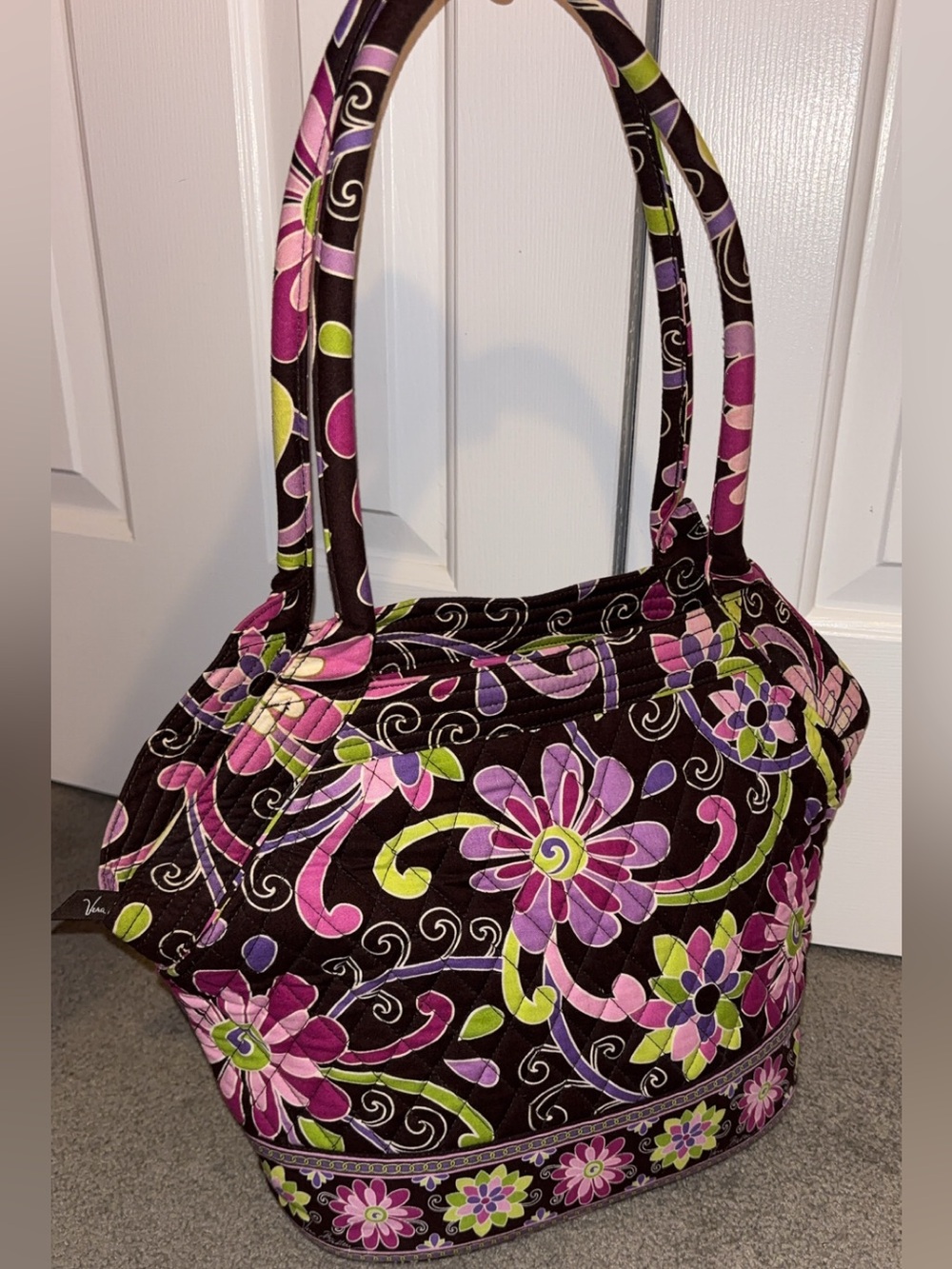 Vera Bradley Quilted Shoulder Bag in Purple Punch pattern